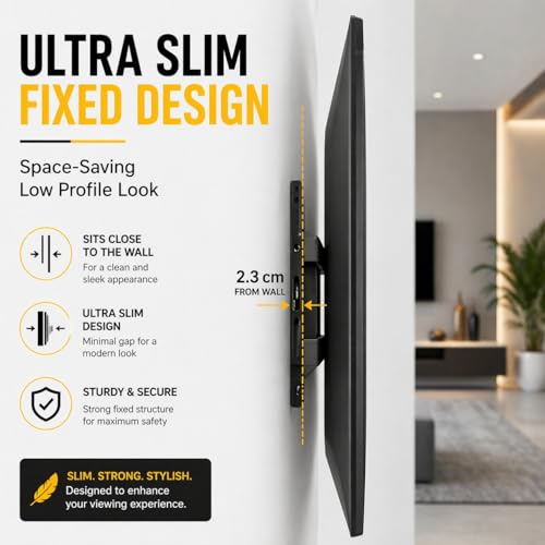Image of PROSAC Heavy Duty TV Wall Mount Bracket for 32-55 Inches LED /HD /Smart TV'S, Universal Fixed TV Wall Mount Stand(18 Inch) Pack of 1