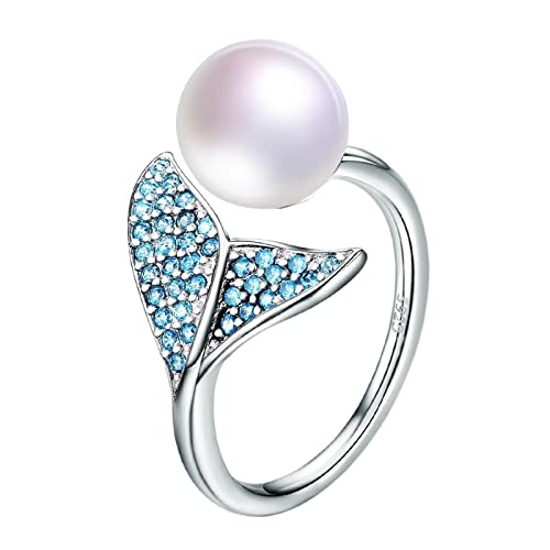 Bague en argent 925 avec perle naturelle et zircons, l'élégance quotidienne style chic parisien