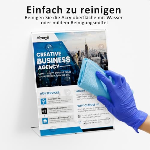 Viymgit 4 Stück Aufsteller DIN A4, glasklarer L-Ständer Hochformat Acryl A4 Werbeaufsteller, Tischaufsteller für Werbung, Speisekarte, Hinweisschild