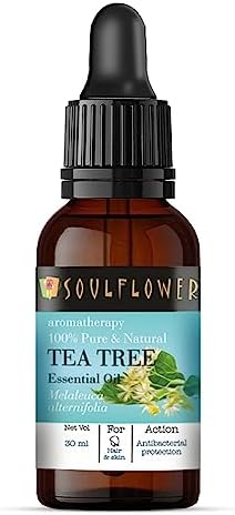 Soulflower Tea Tree Essential Oil for Hair Care, Skin Care, Pimple, Anti Dandruff, Hair Shine, Oral Care, Foot Care, Pimples, Acne, Dandruff | 100% Pure, Natural, Organic Certified | 30ml