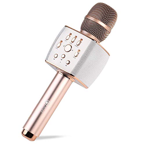Wireless bluetooth Microphone, Kid Adult Handheld bluetooth microphone wireless Systems Karaoke Microphone for home âoutdoor party classroom,Rosegold