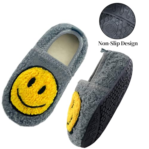 Smile Face Slippers Soft Plush Happy Face Home Slippers Closed Back with Memory Foam Non-slip Rubber Sole House Shoes Cute Indoor Slippers for Women Man3