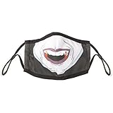 Máscara facial de tela de vampiro para Halloween, linda, aterradora, lavable y reutilizable, interior de algodón transpirable, exterior de poliéster – Máscara de seguridad para niños