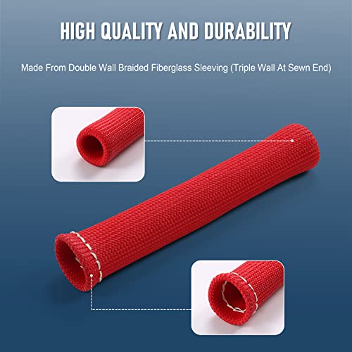 JDMSPEED 8PCS Red 1200° Spark Plug Wire Boots Heat Shield Protector Sleeve Cover Replacement for SBC BBC 350 454 6 Inch by JDMSPEED - Image 3