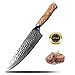 KRAFTSTEIN® Damastmesser Profi Kochmesser I Asiatisches Küchenmesser echtes Damastlaminat I Santoku Allzweckmesser I 34cm mit ergonomischem Griff I Premium Chefmesser (Olivenholz)