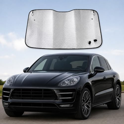 Image of Car Sun Shade for Windshield, Reflective Silver and Blue Foldable Front Window Sunshade