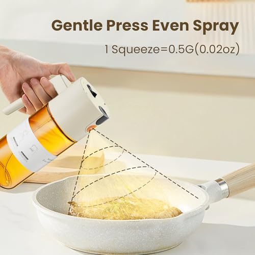 LAKUMIQI 2 in 1 Oil Sprayer for Cooking, 17oz Light-Blocking Glass Spray Bottle with Stickers, Oil Dispenser for Salad, Air Fryer & BBQ by LAKUMIQI - Image 2
