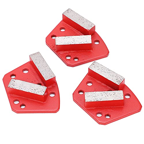 Trapezoid Diamond Grinding Shoes, 3Pcs Concrete Cutting 6‑Hole Straight Teeth Red 30# for Industry High Grinding Efficiency with Long Life, Low Noise