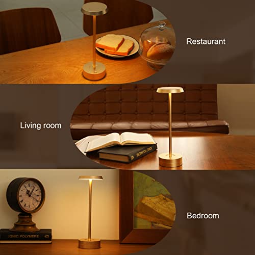 Govssing Table Lamps, 4000Mah Rechargeable Battery Cordless Table Lamp With Indicators, 3 Colour Modes&Stepless Dimmable Bedside Lamps, Timer&Memory Function, Usb-C Led Lamp For Bedroom(Gold) #TOP7