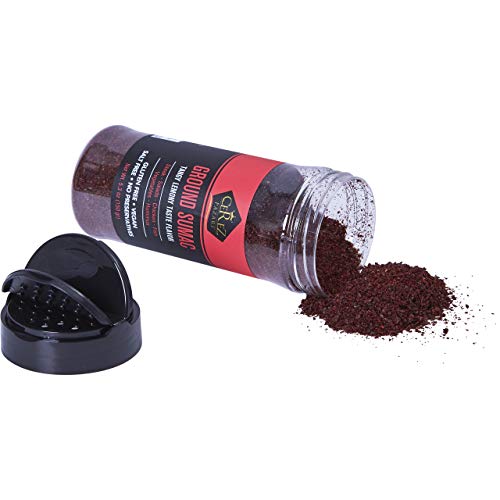Cerez Pazari Natural Turkish Sumac Spice Powder Ground- 150g Premium Quality Easy to Use Flapper Spice Cap- Tangy Lemony Taste Flavor- Salt Free, Gluten Free, Middle Eastern and Mediterranean Spice