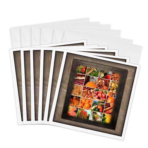 Cartes de vœux pour Thanksgiving Collage 15x15cm 3dRose Gc_34117_1 Lot de 6