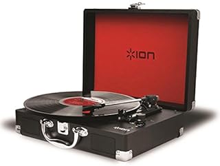 ION Audio Vinyl Motion | Portable 3-Speed Belt-Drive Suitcase Turntable with Built-In Speakers (Black)