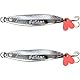 PRO FILSTAR Asymmetrisch Forellen Spoon Silber Set 2Stk, Drillingshaken Graviert Forellenköder - Blinker Forelle & Raubfisch Angeln Köder Set - Wels & Hecht Fischköder - Kunstköder Wobbler (7.4cm/15g)
