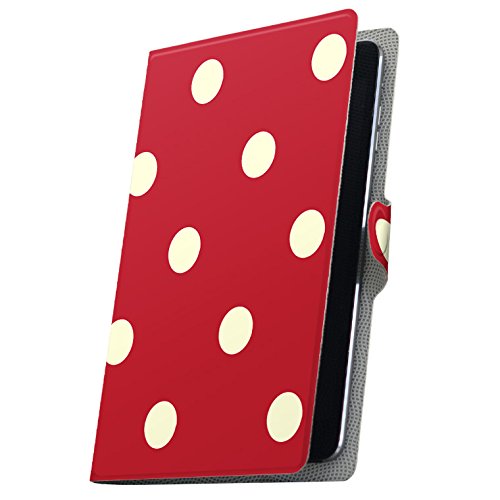 タブレット 手帳型 タブレットケース タブレットカバー カバー レザー ケース 手帳タイプ フリップ ダイアリー 二つ折り 革 水玉 ドット 赤 004304 Fire HDX Amazon アマゾン Kindle Fire キンドルファイア FireHD