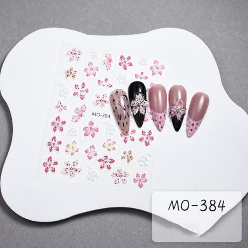 5D Embossed Pink Flower Nail Art Stickers 2Sheets Self-Adhesive 5D Pink Petal Nail Art Decals Colorful Floral Nail Stickers for Women Summer Flower Nail Supplies DIY Manicure Nail Art Decorations - Image 8