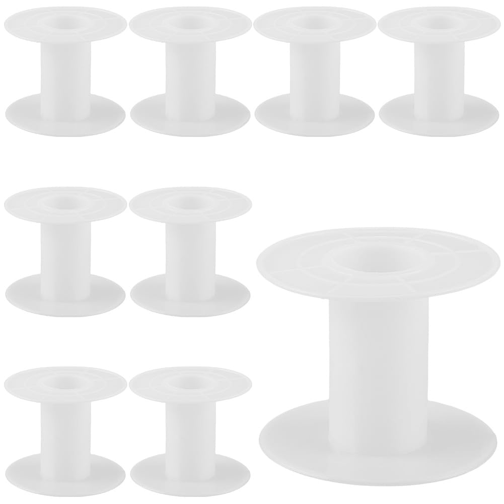 SUNNYCLUE 15Pcs 55 x 46mm Empty Spool Ribbon Plastic Spool White Weaving Cord Wire Thread Chain Tape Organizer Holder Bobbin for Sewing Embroidery Yarn Arts Crafts Crochet Stitch Supplies Women Adults