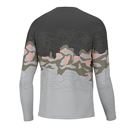 Huk Men's Standard Pursuit Pattern Long Sleeve, Sun Protecting Fishing Shirt, Topo Marsh-Harbor Mist, X-Large #TOP1