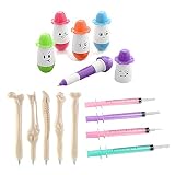 WeiMo Creative Cartoon Ballpoint Pens：5 Roly-Poly Retractable Pens + 5 Bone Pens + 4 Syringe Gel Pe