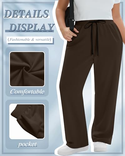 Neer 3 Pack Women's Plus Size Yoga Sweatpants Drawstring Lounge Pants with Pockets Baggy Loose Workout Open Bottom Joggers2