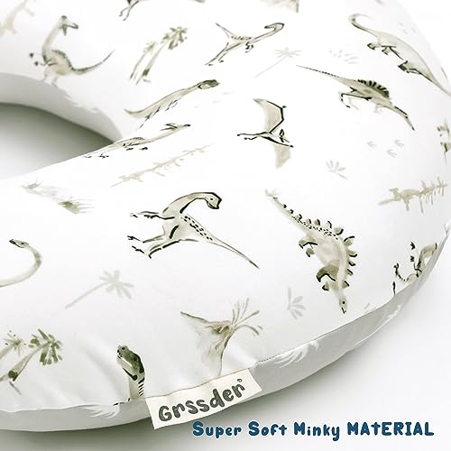 Image of GRSSDER Nursing Pillow Cover Stretchy Minky Removable Nursing Covers for Breastfeeding Pillows, Ultra Soft Comfortable Slipcover for Boy and Girls, Stylish Pretty Dinosaur