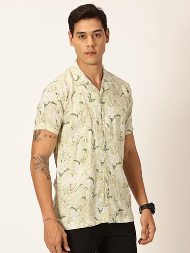 Image of Thomas Scott Men's | Floral | Half Sleeve | Slim Fit | Cotton Rayon | Cuban Collar | Casual Shirt