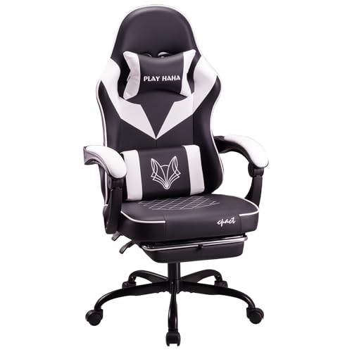 Image of play haha Gaming Chair Ergonomic Gaming Chair with High-Density Foam & Breathable PU Leather 135-Degree Recline, Enhanced Lumbar & Leg Support,360° Swivel,150kg Capacity Desk Chair
