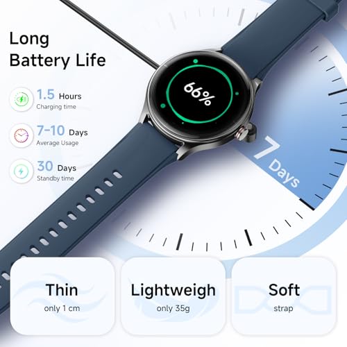 Image of Woneligo Smart Watch,1.57inch AMOLED Touchscreen Fitness Watch for iPhone & Android,Heart Rate /Sp02 /Sleep Monitor,110+ Sport Modes IP68 Waterproof Bluetooth Calls(Blue, 1.57)