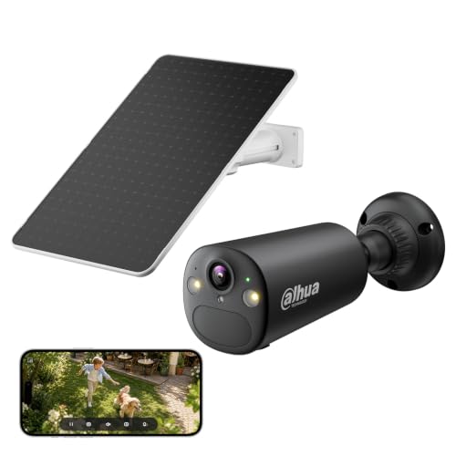 Dahua BF8C Caméra de Surveillance Solaire extérieure 8 MP avec 4K Ultra HD & Champ de Vision 122° – Caméra Solaire, WiFi avec détection IA, Vision Nocturne Couleur, IP66, Audio bidirectionnel, Noir