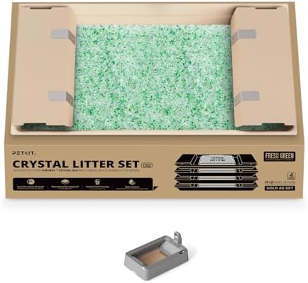 PETKIT Kristallkatzenstreu, Ersatzschale mit Weiße Kristall Katzenstreu,Geruchskontrolle, Staubfrei, Kein Schaufeln, Für PETKIT Purobot Crystal Duo,4er-Pack, Weißgrün