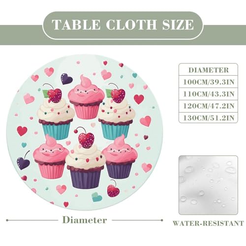 Nappe ronde ajustée élastique imperméable lavable cupcakes cœurs