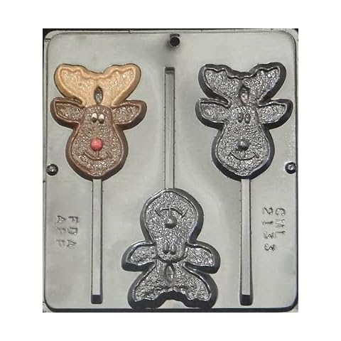 Candy Molds N More Happy Reindeer Moose Lollipop Chocolate Candy Mold Christmas 2133 Cover