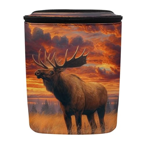 Image of Talayituse Forest Elk Cloud Print Car Trash Can with Lid, Leak Proof Auto Trash Bag Hanging Vehicle Garbage Can Multipurpose Storage Container for Back Seat Road Trip