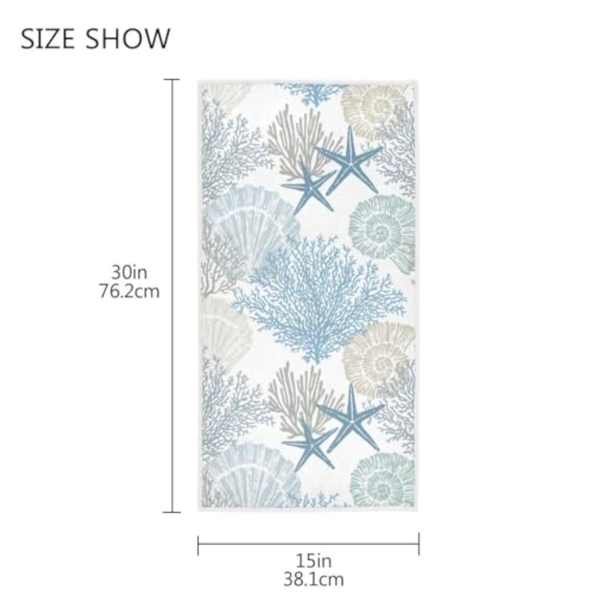 Cotton Face Towel with Ocean Seastar Design, 30x15 inch