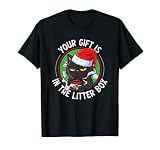 Tu regalo está en la caja de arena Gato festivo de Navidad Camiseta