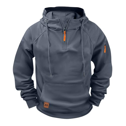 Trendy Cargo Tactical Hoodies for Men Quarter Zip Up Pullover Hooded Sweatshirts Fall Winter Coats with Pockets2