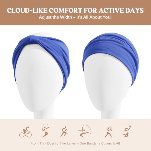 Image of Awumbuk Wide Headbands for Women Knotted No Slip Head Bands Soft Turban Headband Hair Accessories Boho African Solid Color Head Wraps for Women Yoga Workout (Brown)
