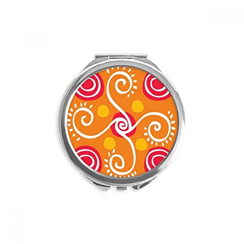 Miroir rond maquillage de poche portable orange et multicolore