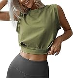 iGENJUN Crop Tops for Women Cute Summer Tank Tops Yoga Sports Running Workout Tanks Cropped Tops Goi