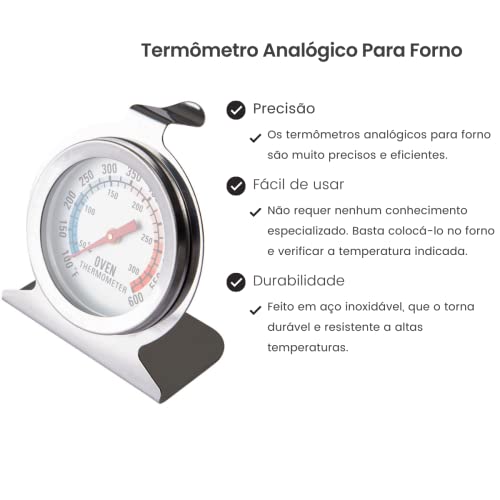 Termômetro Analógico Forno Churrasqueira Defumador 300° Inox Clink