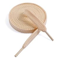 VSUDO Lacci per Scarpe Piatti da 130 cm in Beige, Larghezza 9 mm, Tessuti a Doppio Spessore Stringhe per Scarpe da Ginnastica o Sneaker (1 Paio-Beige-130cm)
