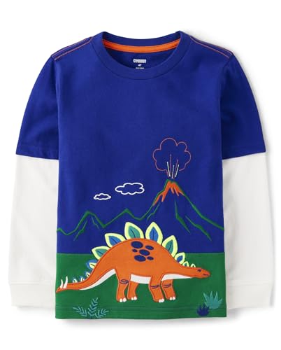 Image of Gymboree Boys and Toddler Embroidered Graphic Long Sleeve Layered T-Shirts