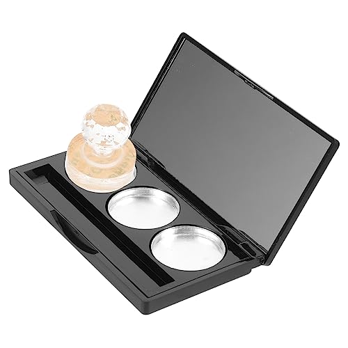 Healvian Rectangular Matte Black Empty Eyeshadow Palette 3-color Makeup Tray Mirror, 3 Round Aluminum Pans and Double-sided Adhesive for Professional Makeup Storage and Travel