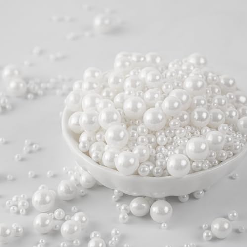 Essbare Weiße Perlen Zucker Streusel für Kuchen 130g Dessert Streusel Kuchen Cupcake Topper Cookie Dekorationen Süße Persönlichkeiten Zuckerstreusel für Hochzeiten und tägliche Kuchendekorationen