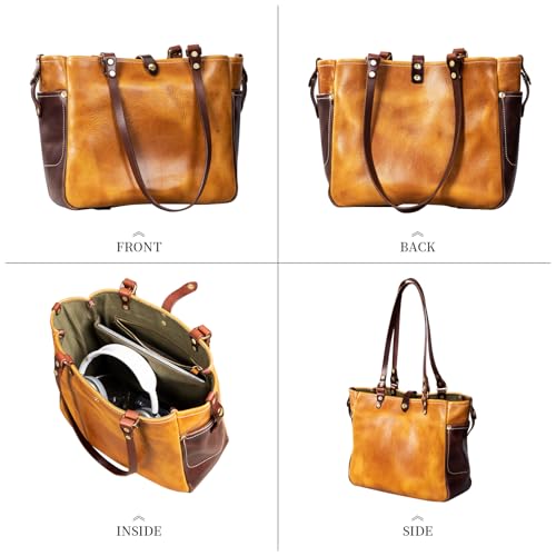 Bolso Tote de cuero para mujer, artesanal, vintage miniatura 4