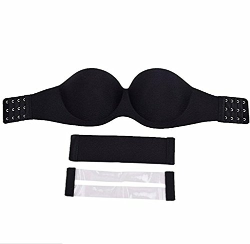 AioTio Cómod Apoyo No-Rastro Sujetador Sin Tirantes Atractivo de(C,Negro)