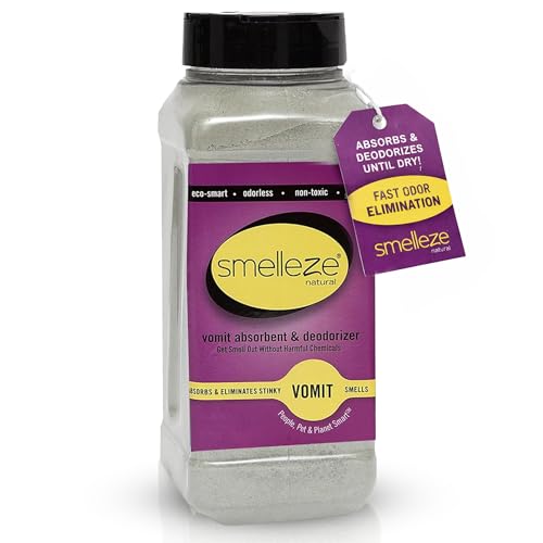 SMELLEZE Vomit Clean Up Powder — Fast-Absorbing Throw Up Powder for Schools, Cars, Homes & Medical Facilities | Natural, Pet-Safe Vomit Absorbent Powder | Odor Eliminator, 2 lb.