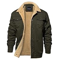 EKLENTSON Men's Winter Coat Fleece Sherpa Autumn Jackets for Men Winter Lapel Trucker Jackets Man, Green, X-Large