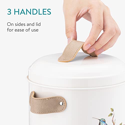 Navaris Tierfutter Aufbewahrung Vogel Design - 4,9L Volumen - Behälter für Vogelfutter - Hunde Trockenfutter Dose - Futterbox Hundefutter Katzenfutter - Tierfutterbehälter