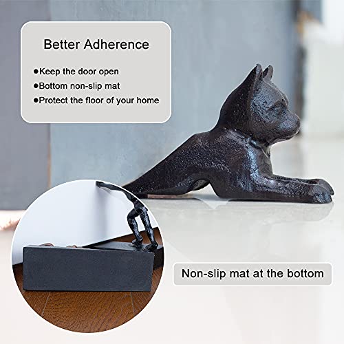 Earl Diamond Cast Iron Door Stop | Door Wedge | Heavy Decorative Door Stopper - Stop Your Bedroom, Bath And Exeterior Doors 2.9X6.1"(Rustic Cat) #TOP3