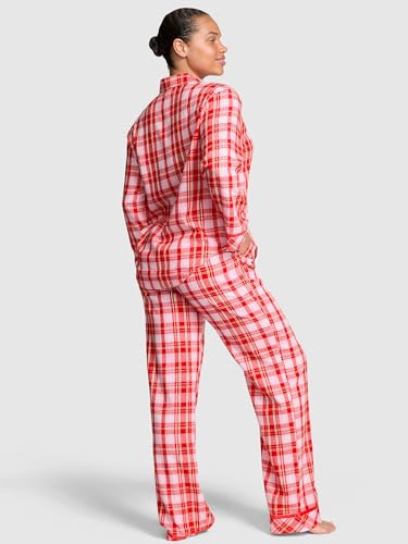 Victoria's Secret PINK Women's Flannel Pajama Set, Red Plaid, XS - image 2